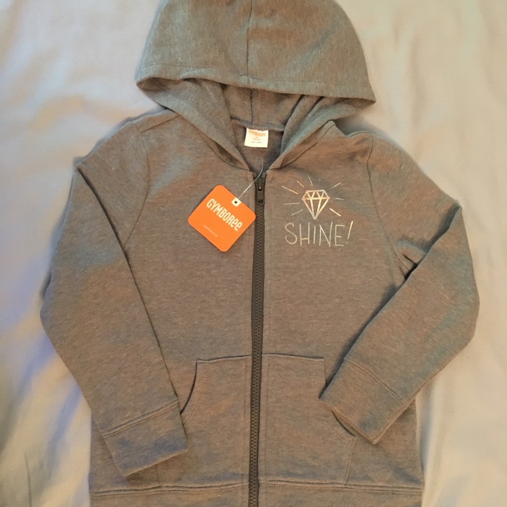 NWT Gymboree' Gray 'Shine' Zip Hoodie